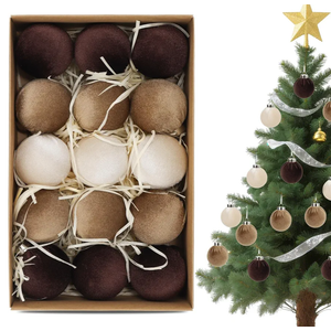 15pcs Christmas Tree Ornaments Velvet Ball,2.36in Flocked Decoration Balls,Shatterproof Multicolor Ornaments Set,Suitable for Xmas Trees,Fireplaces,Room Decorations