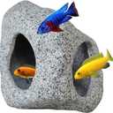 Aquarium Hideaway Rock Cave for Aquatic Pets to Breed, Play and Rest, Safe and Non-Toxic Ceramic Fish Tank Ornaments, Decor Stone for Betta