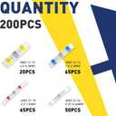 200PCS Solder Seal Wire Connectors-haisstronica Heat Shrink Wire Connectors-Heat Shrink Butt Connectors for Marine,Stereo(20Yellow 50White 65Red 65Blue) Solder Sleeve