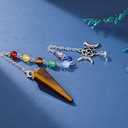 CrystaTears Tiger Eye Healing Crystal Pendulum for Divination Natural Hexagonal Chakra Quartz Crystal Point Stone Dowsing Pendulum for Wicca Witchcraft Reiki Healing Meditation Scrying