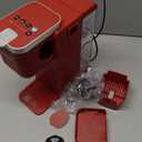 Single Serve Coffee Maker with Built-in Detachable Milk Frother, Iced and Hot Coffee Machine for K Cup & Grounds, 40oz Removable Water Reservoir, 6 Cup Sizes, Fits 7.3" Travel Mug, Red