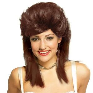 Swiking Mullet Wigs for Women Wine Red Curly Synthetic Heat Resistant Shoulder Length Hair 80s Rocker Cosplay Synthetic Wigs (Wine Red)