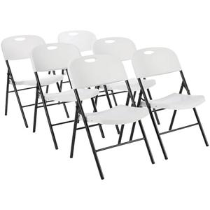 Amazon Basics Sturdy Foldable Plastic Chair, Portable, 350-Pound Capacity, White, 6-Pack