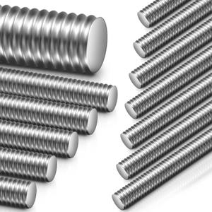 Blulu 12 Pcs 3/8"-16 Fully Threaded Rod, 36" Length, 304 Stainless Steel Long Threaded Screw, Right Hand Threads