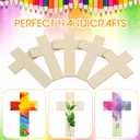 Treela 100 Pack Blank Wooden Cross Unfinished Cross Shaped Wooden Cutouts for DIY Project Tags Sunday Church Home Decoration Ornaments, 11 x 7 cm/ 4.3 x 2.8 Inches