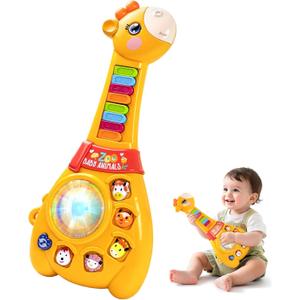 Marstone Toys for 1 2 Year Old Boy and Girl Birthday Gift: Baby Musical Guitar Piano Toys 12-18 Month with Animal Sound and Light, 1st First Learning Educational Gift for Toddlers