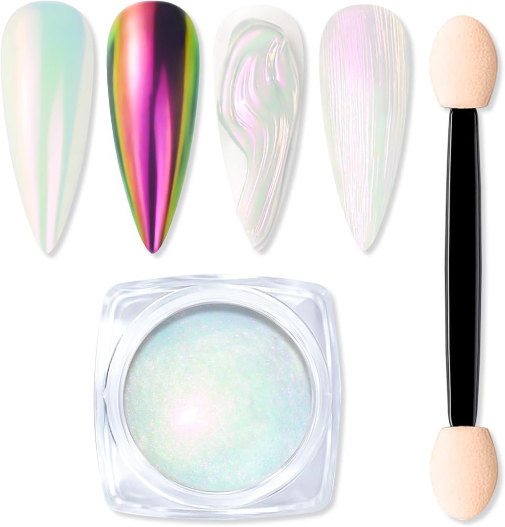 5 x Trial Size Chrome Nail Powder for Nail Art 0.2g - 1 Jar Mirror Holographic Mermaid Pigment for Dip Powder Nails, Acrylic Nails, Resin Art, Manicure (Purple)