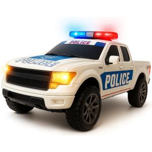 ArtCreativity Police Car Toy, Pickup Truck Toy with LED Headlights and Sirens, Friction Powered, 1:20 Scale Police Car Toys for Boys 3-5, Police Toys Monster Trucks, Toy Trucks for Kids Birthday Gift
