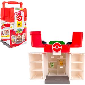 Jazwares Pokmon Play N Display Case - Multi-Level Storage Unit with Rooftop Arena and Space for 35+ 2-Inch Battle Figures