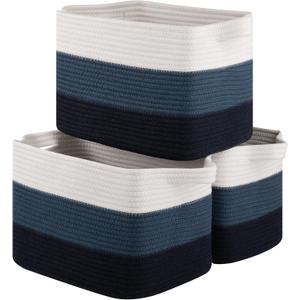 OIASKET Storage Basket for Organizing, Woven Baskets for Storage, Rectangle Decorative Baskets for Shleves, Closet, Toys, Books, Nursery Organizer Bins - Pack of 3 (Gradient Blue, 13"x9.85"x8.7")