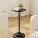 Drink Table, Small Pedestal Side Tables for Small Spaces, Wood Round Martini Table for Outdoor, Living Room and Bedroom, Black