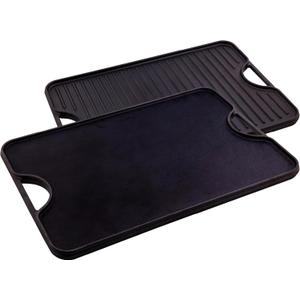 Victoria 20-by-14-Inch Rectangular Cast Iron Griddle, Preseasoned Reversible Griddle
