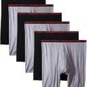 6 Men's Big & Tall USA Classic Design Boxer Briefs Underwear (3X-Large, Black , Grey)