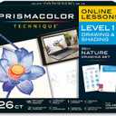 Prismacolor Technique Art Supplies and Digital Art Lessons, Nature Drawing Set Level 1, Learn to Draw with Colored Pencils, Graphite Pencils, and More, 26 Count