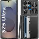 BXYJY for Samsung Galaxy S25 Ultra Case Wallet, Card Holder (45 Cards), RFID Block, Slide Camera Cover, Military Grade Shockproof, Rugged Heavy Duty Men Women Phone Case for Samsung S25 Ultra, Black