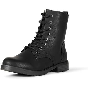 Amazon Essentials womens Lace-Up Combat Boots, Black, 5
