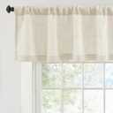DriftAway Linen Textured Curtain Valances for Windows Light Filtering 3 Inch Rod Pocket Farmhouse Country Rustic Kitchen Valances for Bedroom Living Room Bathroom 14 inch Length Beige