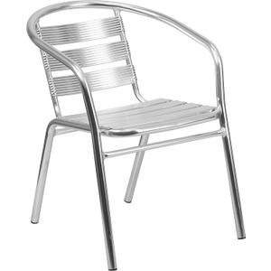 Flash Furniture Heavy Duty Commercial Aluminum Indoor-Outdoor Restaurant Stack Chair with Triple Slat Back