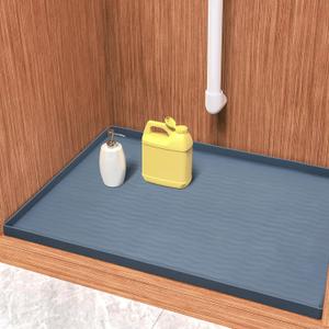 Waterproof Silicone Under Sink Mat 22'' x 22'' Shelf Liner for Kitchen and Bathroom, Cabinet and Counter Protector, Storage and Organizers, Litter Mat, Pet Cat Puppy Essentials(Dark Grey)