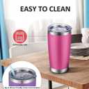 20 oz Stainless Steel Vacuum Insulated Tumbler with double-wall, lid, straw, and straw brush suitable mug for travel, coffee, juice, or water. (White)