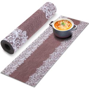 Trivet Table Runner Hot Plates Mat 12 X 40 Inch Heat Resistant Table Protector Waterproof Decorative Farmhouse Kitchen Trivets Counter Heat Proof Placemats for Hot Dishes (Jute and Lace)