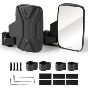 Evermotor UTV Side Mirrors with 1.6" to 2" Roll Cage Bar, 360 Rotate Adjustable ATV Rear View Side by Side Mirror Accessories Compatible with Honda Polaris RZR Ranger Scooter Kawasaki Mule Gator