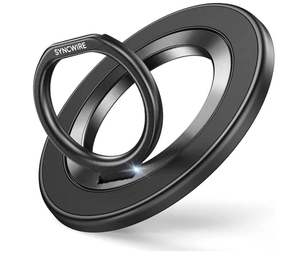 SYNCWIRE Magnetic Phone Ring Holder for MagSafe, 360° Rotation Cell Phone Grip Stand Finger Ring Kickstand Two-Sided Magnet Compatible with iPhone 17 Pro Max 16 15 14 13 12 MagSafe Accessories