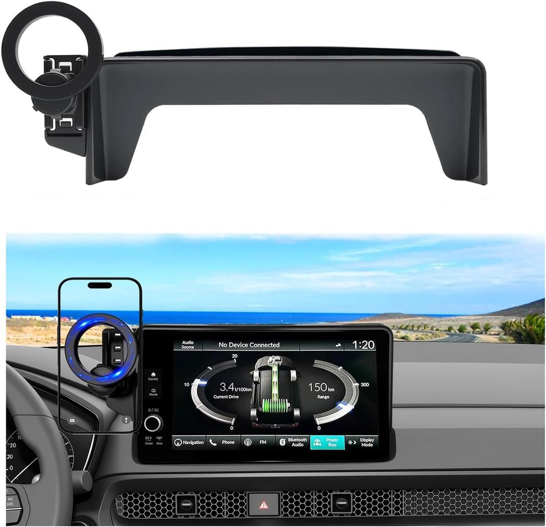 for 2022 2023 2024 2025 2026 Honda Civic 11th Gen Phone Holder, 7/9-inch Screen Fixed Clip, 360 Rotation, Compatible with MagSafe, for Honda Civic Accessories