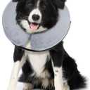 BENCMATE Protective Inflatable Collar for Dogs and Cats - Soft Pet Recovery Collar Does Not Block Vision E-Collar (Medium, Grey)
