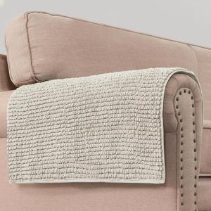 H.VERSAILTEX Plush Chenille Couch Armrest Cover 2 Packs Thick and Soft Sofa Covers Furniture Protector Cover for Pets (27.5" x 27.5", Oatmeal)
