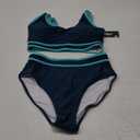BMJL Women's High Waisted Bikini Sets Sporty Two Piece Swimsuits Color Block Cheeky High Cut Bathing Suits (Medium, Dark Green Blue011)