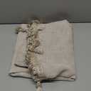 Central Park Linen Waterfall Valance Window Curtain Linen Texture White GEO Embroidery Rod Pocket for Living and Bedroom Semi Sheer Kitchen Curtain, 56"x38", 1 Piece Linen (Embroidered)