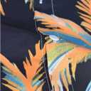 GORGLITTER Men's Patchwork Print Button Front Short Sleeve Collar Shirt and Drawstring Waist Shorts Set with Pocket (Black, L)