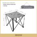 ARROWHEAD OUTDOOR 26 (66cm) Portable Camping Folding Table, 2 Cup Holders, Square, Carrying Case, Steel Frame, High-Grade 600D Canvas, 24" Square Table
