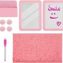 Locker Accessories Kit - 9 Pcs Light Pink Locker Organizer Stuff for Girls, Back to School Supplies Include Locker Rug Magnetic Whiteboard Mirror Dry Erase Marker Holder and More Decor Essentials