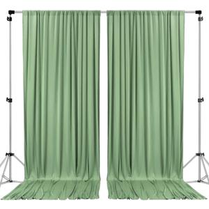 AK TRADING CO. 10 feet x 10 feet Sage IFR Polyester Backdrop Drapes Curtains Panels with Rod Pockets - Wedding Ceremony Party Home Window Decorations (60"W x 120"L (Pack of 2))