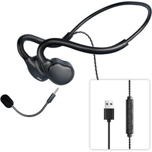 USB Headset with Mic for PC-Laptop,Open Ear Headphones Design for Long Wear, Computer Headset with Call Noise Reduction Premium Stereo Sound for Call Center, MS Teams, Skype, Webinars and More (Black)
