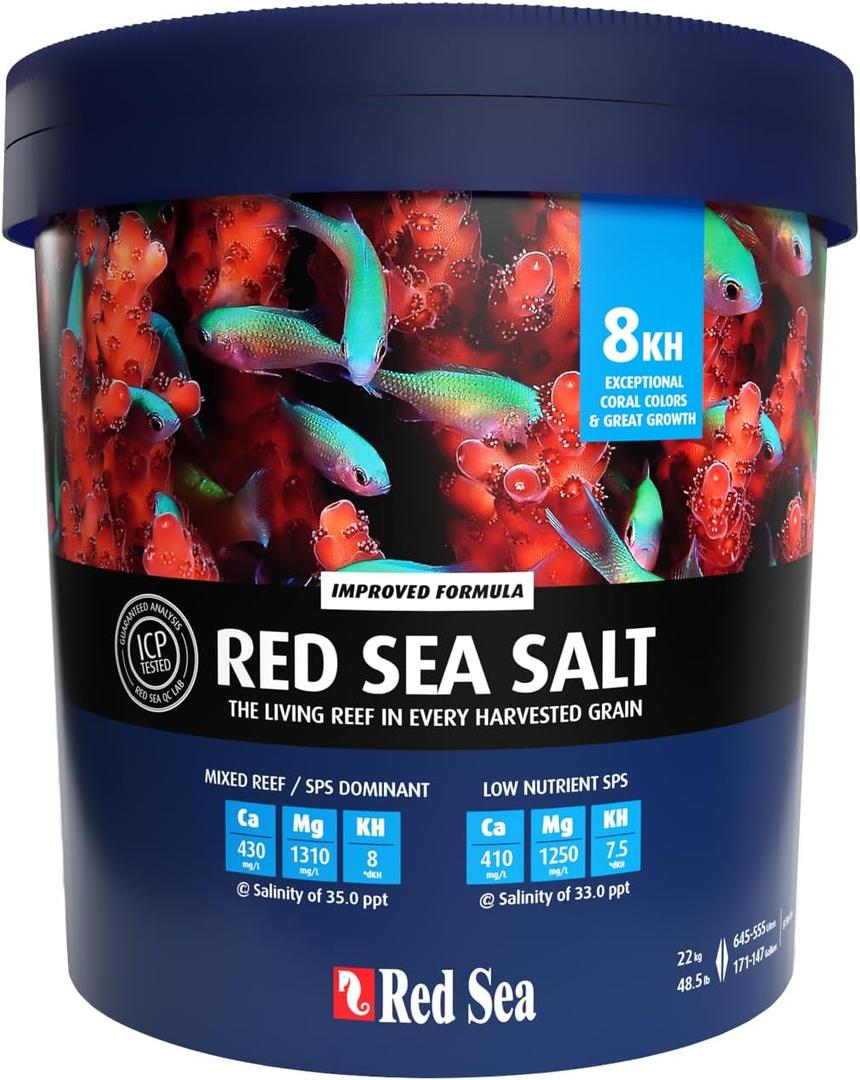 Red Sea Reef Salt Mix Large - Makes 175 Gallons Complete Marine Saltwater Aquarium Advanced Formula Optimal Coral Health & Stability