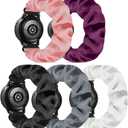 Scrunchie Watch Band 20mm for Women Compatible with Samsung Galaxy Watch Active 2 44mm 40mm/Active 40mm/Galaxy Watch 3 41mm/Galaxy Watch 42mm/Galaxy Watch 4 44mm 40mm/Galaxy watch 5 44mm 40mm/Pro 45mm (Small-Size, A(Gray/Black/Pink/Purple/White))