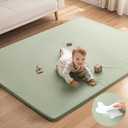 Blissful Diary Vegan Leather Baby Play Mat, 71''x59'', Light Green