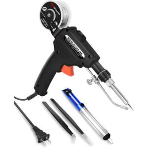 Soldering Iron Kit, NEWACALOX Soldering Gun Automatic Hand-held Solder gun Iron Kit Welding Tool, Desoldering Pump, Tweezers for Circuit Board, Home DIY, Electronic Repair (Black)