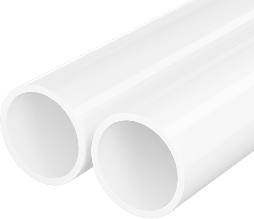 2 Inch PVC Pipe 2 Pack, 17 Inch Long Schedule 40 PVC Pipe for DIY Projects for Greenhouse Garden Shelves Furniture Frame