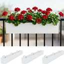 LaLaGreen Planter Boxes Outdoor (36 Inch, 3 Pack) White Metal Rectangular Deck Railings Flower Box with Brackets, Large Planters Plant Holder for Fence Balcony Rail Patio Porch Modern Garden Decor