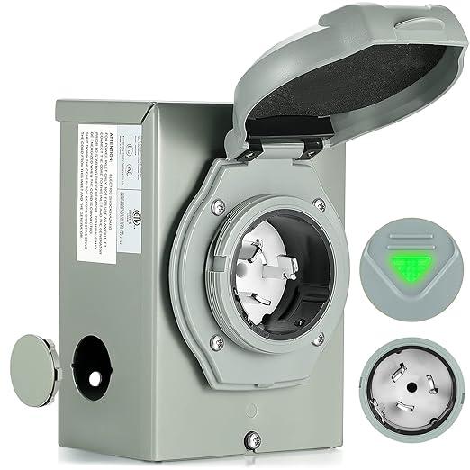 Intertek 50 Amp Generator Power Inlet Box, NEMA SS2-50P Pre-Drilled Knockouts for Generator to Home 50A Generator Transfer Switch, 125/250V 50 Amp Generators Inlet Plug, ETL Listed