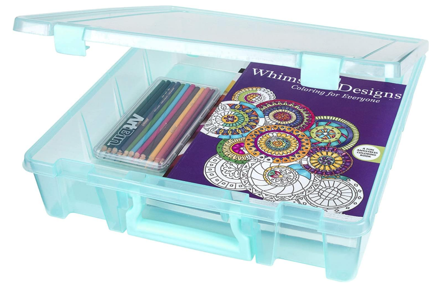 ArtBin 6955AA Super Satchel Compartment Box Clear Craft Organizer Storage Case - Aqua, Pack of 1