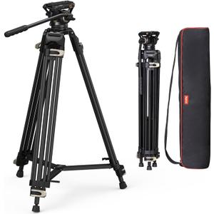 SmallRig AD-01 Video Tripod, 73" Heavy Duty Tripod with 360 Degree Fluid Head and Quick Release Plate for DSLR, Camcorder, Cameras 3751
