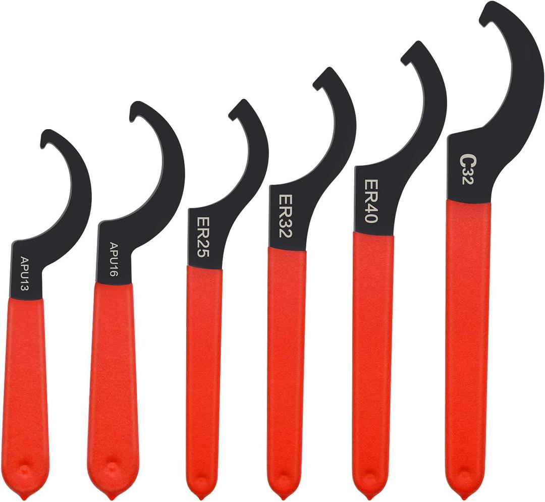 Mdvora 6pcs Coilover Spanner Wrench Set, C-Shape Shock Spanner Hook Wrench Tools, for Suspension System and Shock Adjustment