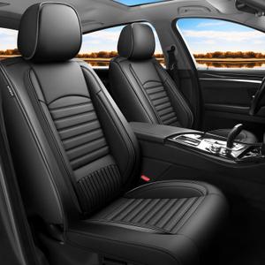Car Seat Covers Compatible with Hyundai Kona 2018-2025. Waterproof & Breathable Leather. Compatible with Airbag & Easy to Install. All - Weather Seat Cushion Protector, Full Set, Black