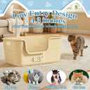 Low Entry Litter Box for Kittens & Senior Cat, High Sided Kitty Litter Boxes with Handle, Anti-Splash Plastic Large Litter Tray Pan for Big Cats, Easy to Clean, 19.6"L*13.7"W*8.6"H (Apricot)