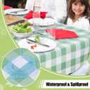 Smiry Rectangle Table Cloth, Waterproof Vinyl Tablecloths with Flannel Backing, Wipeable Buffalo Plaid Table Cover for Indoor and Outdoor (Sage Green & White, 60"x84")